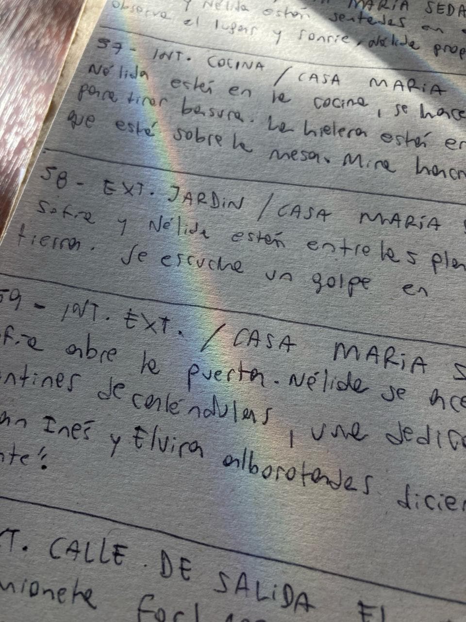 Guion escrito a mano